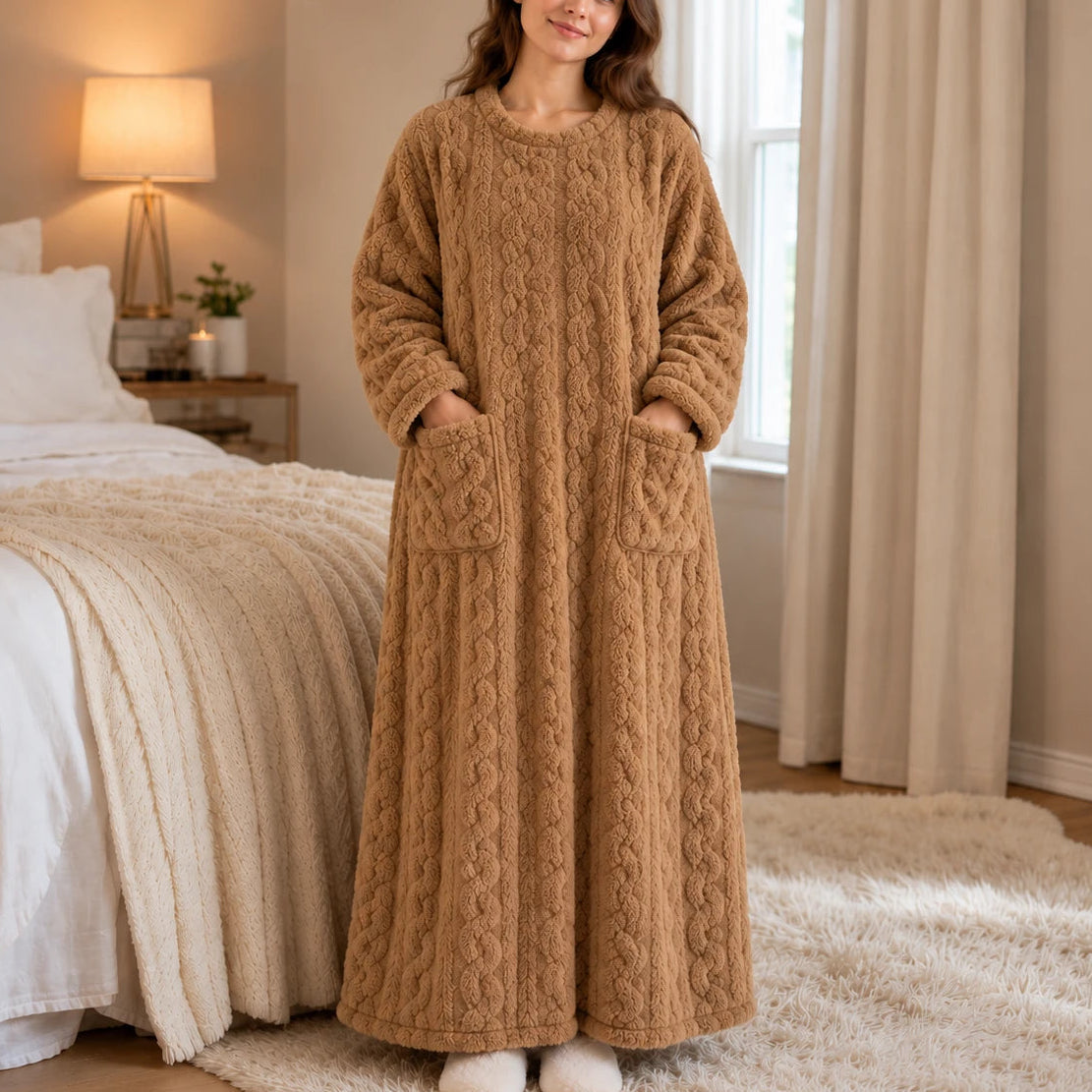 Women's Long Dress with Sleeves | Casual Dress - Brown