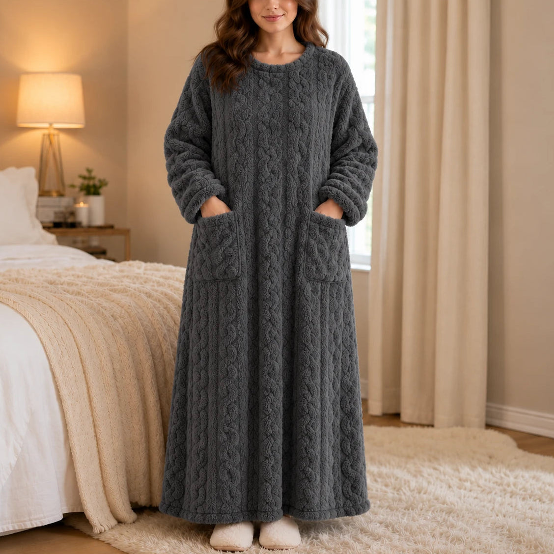 Women's Long Dress with Sleeves | Casual Dress - Grey