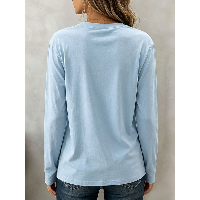 Women's Long Sleeve Crew Neck Top | Casual Tops