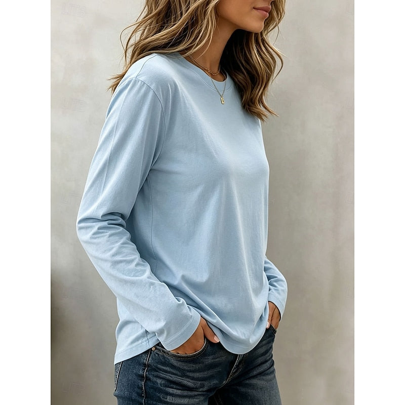 Women's Long Sleeve Crew Neck Top | Casual Tops