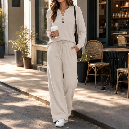 Women's Matching Lounge Set | Wide-Leg Pants and Top