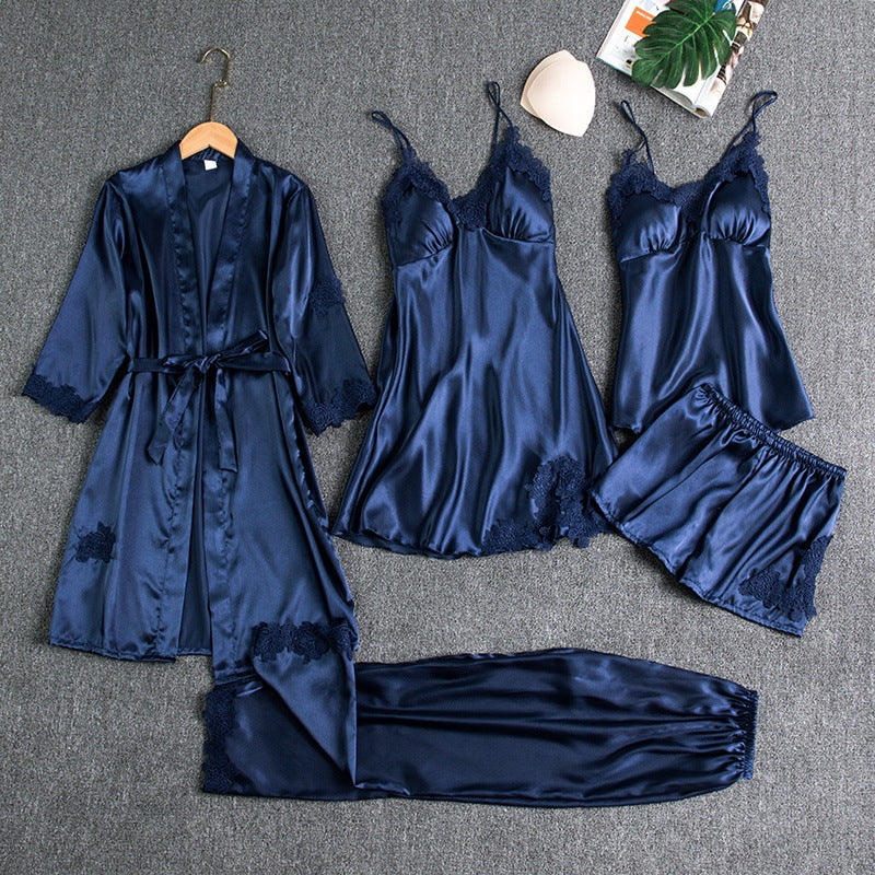 Women's Pajama Set with Lace Trim | Clothing Sets - Blue