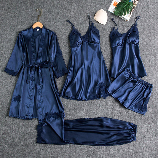 Women's Pajama Set with Lace Trim | Clothing Sets - Blue