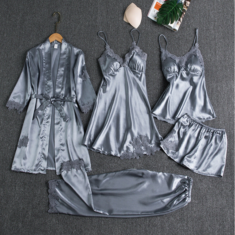 Women's Pajama Set with Lace Trim | Clothing Sets - Light Blue