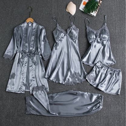 Women's Pajama Set with Lace Trim | Clothing Sets - Light Blue