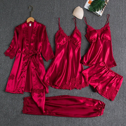 Women's Pajama Set with Lace Trim | Clothing Sets - Red