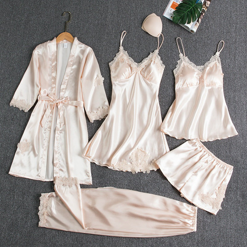 Women's Pajama Set with Lace Trim | Clothing Sets - White Gold