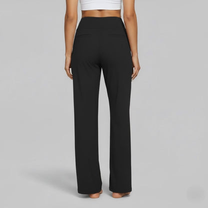 Women's Pants | Relaxed Wide-Leg Pants for Office Work - Black