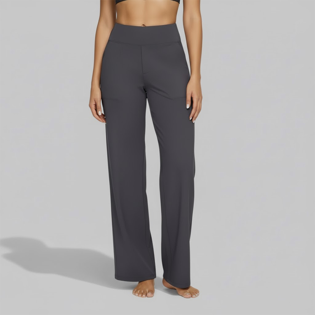 Women's Pants | Relaxed Wide-Leg Pants for Office Work - Grey