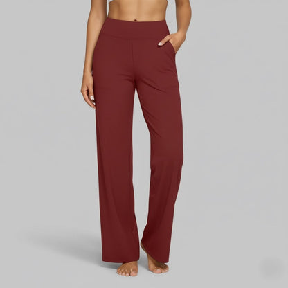 Women's Pants | Relaxed Wide-Leg Pants for Office Work - Red