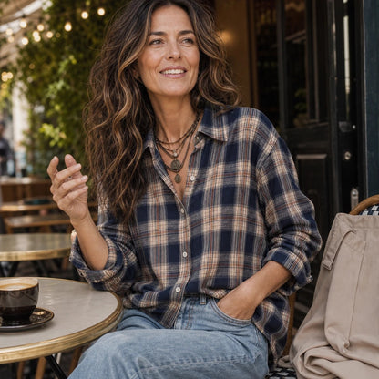 Women's Plaid Button-Front Blouse | Casual Blouses for Work