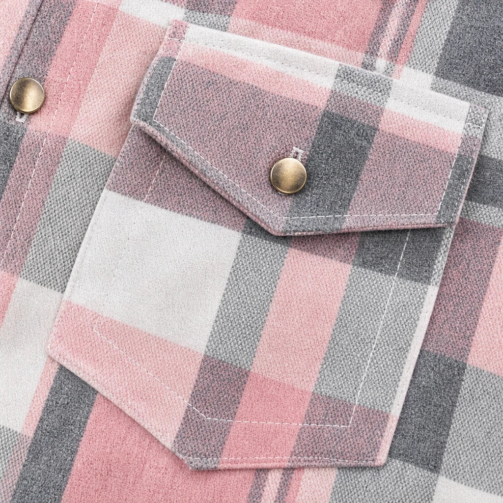 Women's Plaid Shirt Jacket | Waist-Length Casual Shirts