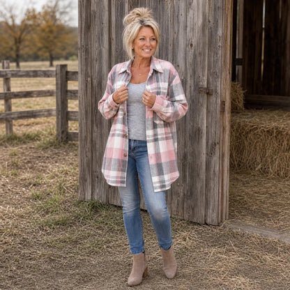 Women's Plaid Shirt Jacket | Waist-Length Casual Shirts