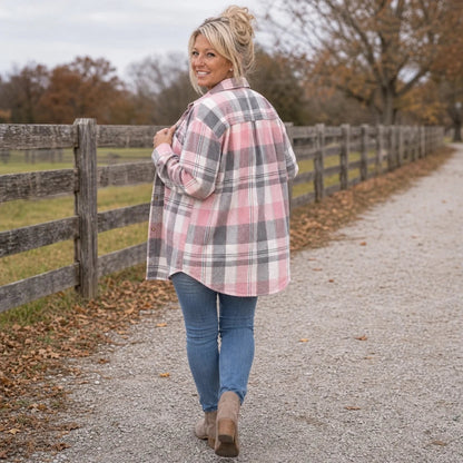Women's Plaid Shirt Jacket | Waist-Length Casual Shirts