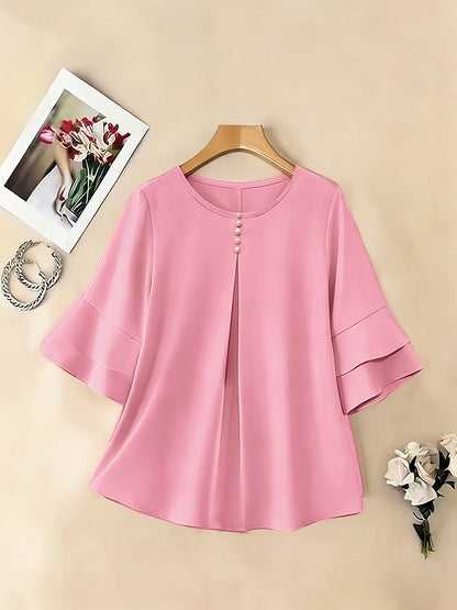 Women's Pleated Flared-Sleeve Blouse | Blouses for Work