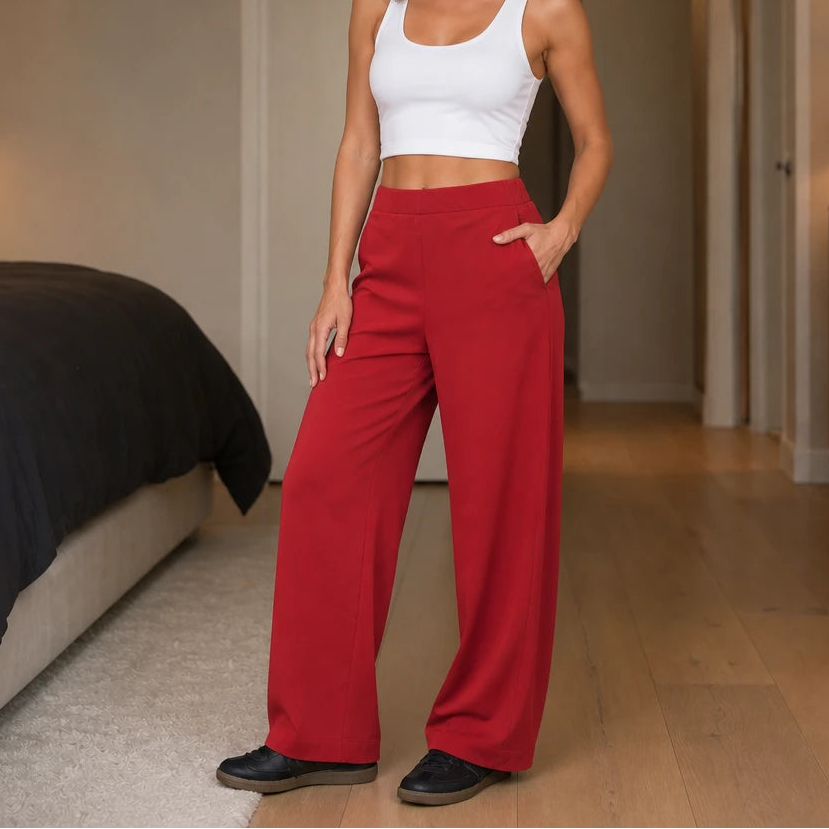 Women's Pull-On Tapered Ankle Pants | Tailored Pants - Rust Red