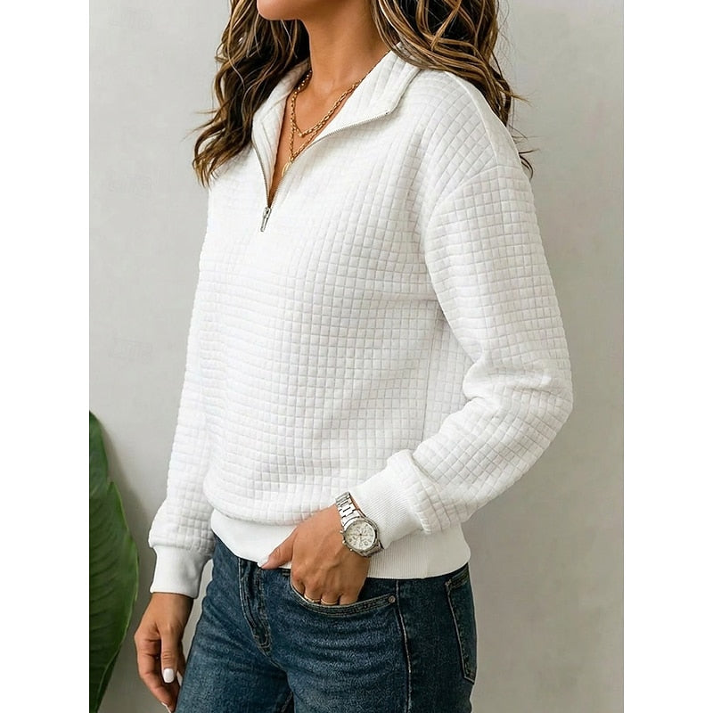 Women's Quarter-Zip Pullover Sweater | Textured Knit Pullovers