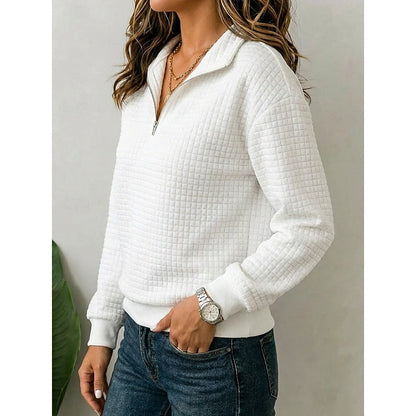 Women's Quarter-Zip Pullover Sweater | Textured Knit Pullovers