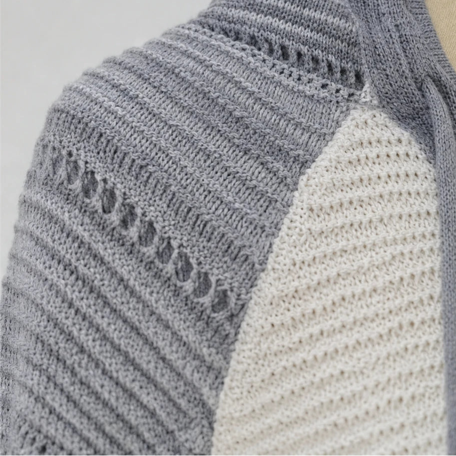 Women's Relaxed Hoodie | Striped Open-Knit Casual Hoodie