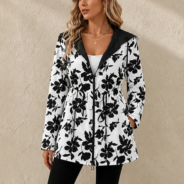 Women's Reversible Hooded Jacket | Animal Print Jackets - Floral Print
