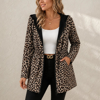 Women's Reversible Hooded Jacket | Animal Print Jackets - Leopard Print