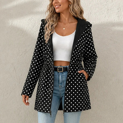 Women's Reversible Hooded Jacket | Animal Print Jackets - Polka Dot