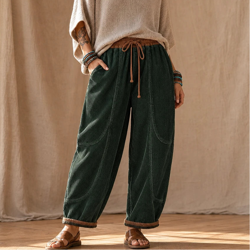 Women's Ribbed Corduroy Lantern Pants | Baggy Corduroy Pants