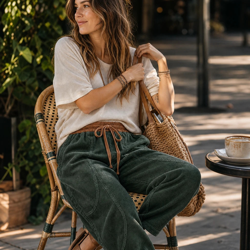 Women's Ribbed Corduroy Lantern Pants | Baggy Corduroy Pants