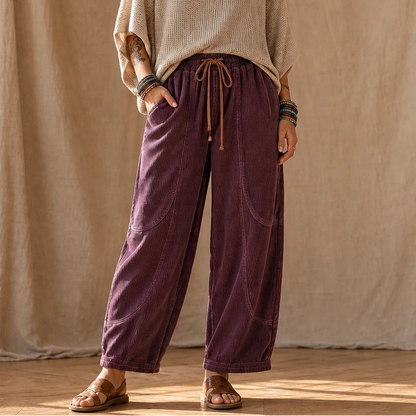 Women's Ribbed Corduroy Lantern Pants | Baggy Corduroy Pants - Purple
