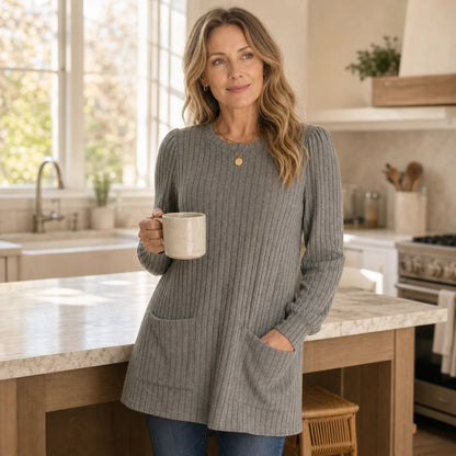Women's Ribbed Knit Tunic With Pockets | Tunic Top