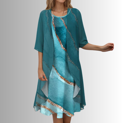 Women's Slip Dress with Floral Print | Casual Dress - Blue Pattern