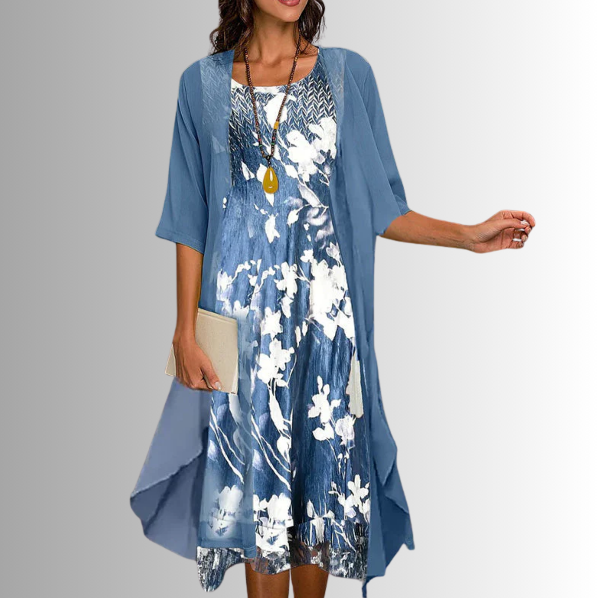 Women's Slip Dress with Floral Print | Casual Dress - Floral Blue