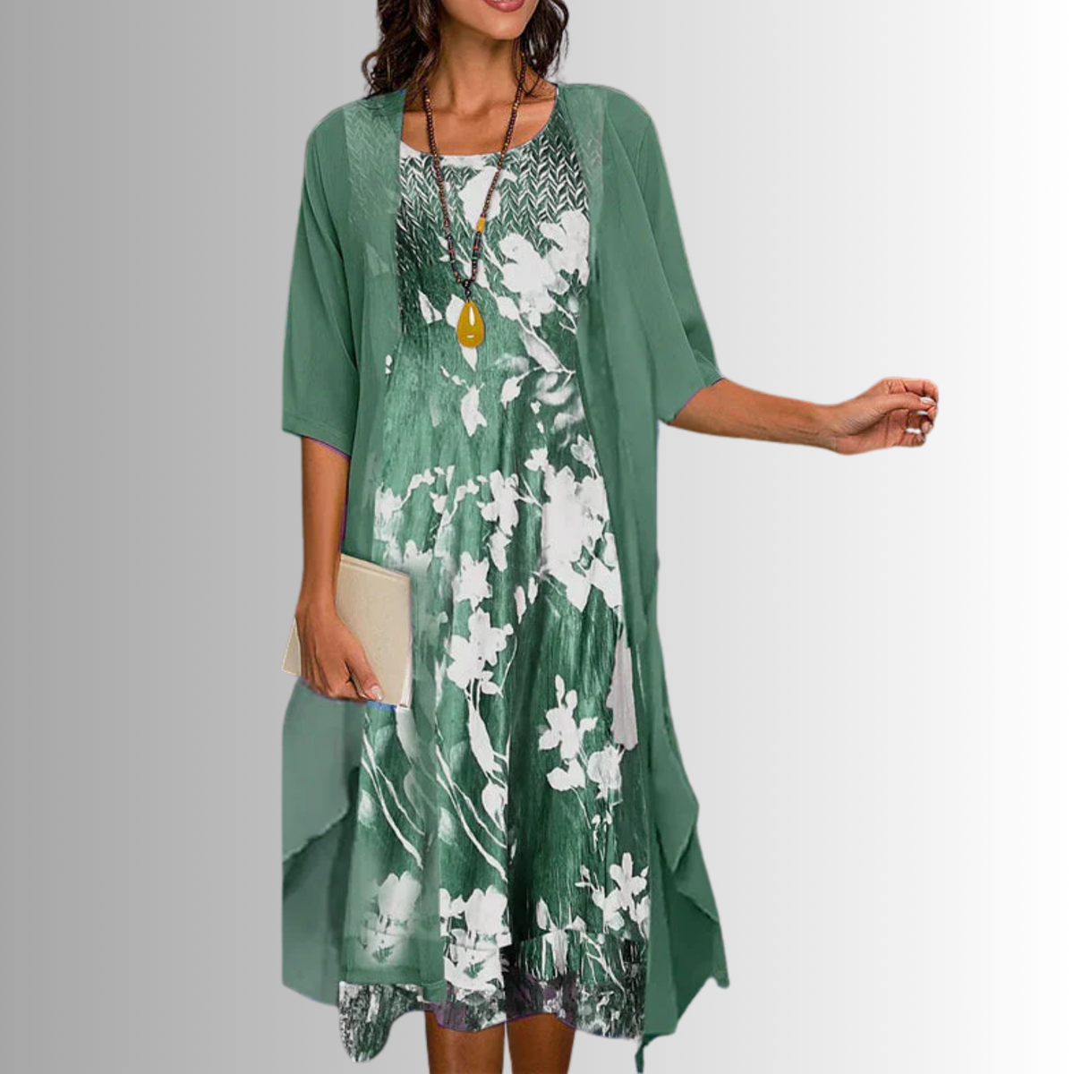 Women's Slip Dress with Floral Print | Casual Dress - Floral Green
