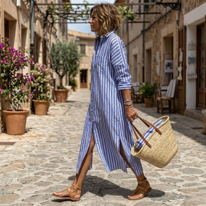 Women's Striped Button Front Shirt | Casual Dress