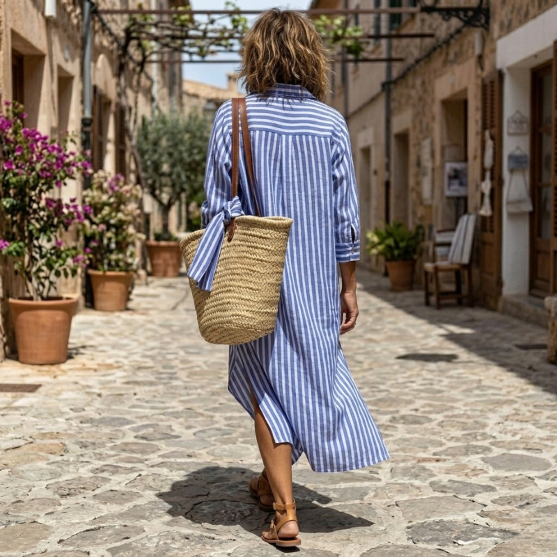 Women's Striped Button Front Shirt | Casual Dress
