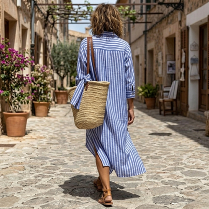 Women's Striped Button Front Shirt | Casual Dress
