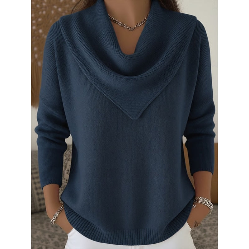 Women's Sweaters For Work | Ribbed Knit Sweater - Navy Blue