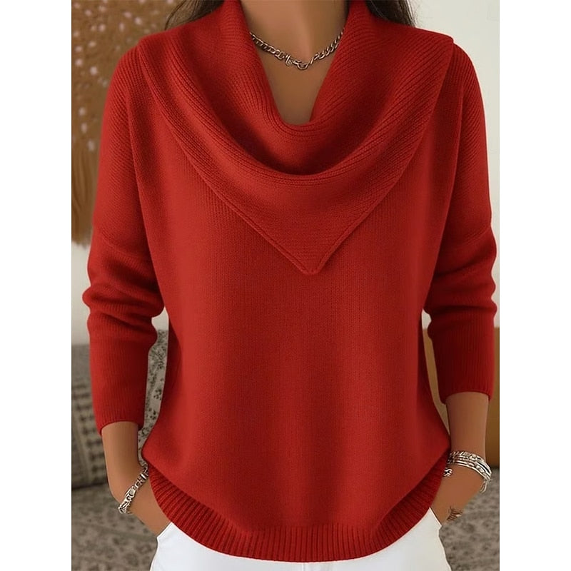 Women's Sweaters For Work | Ribbed Knit Sweater - Red