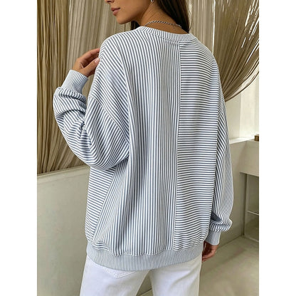 Women's Sweatshirt | Relaxed Striped Crew Neck