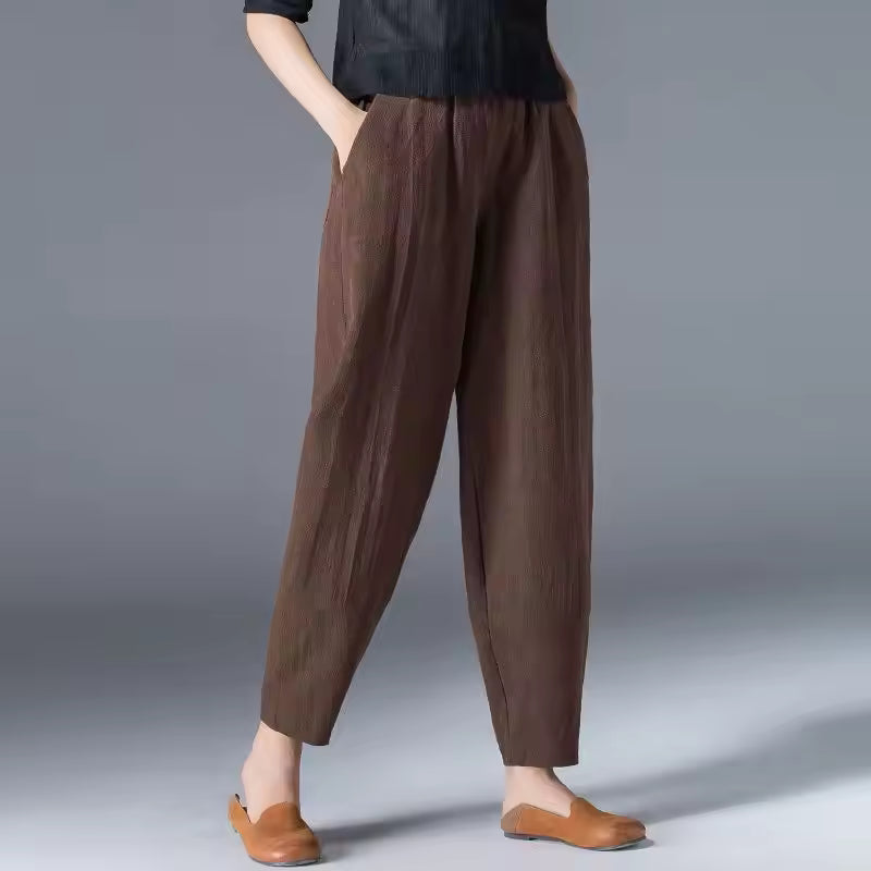 Women's Tapered Trousers | Pants with Pockets - Brown