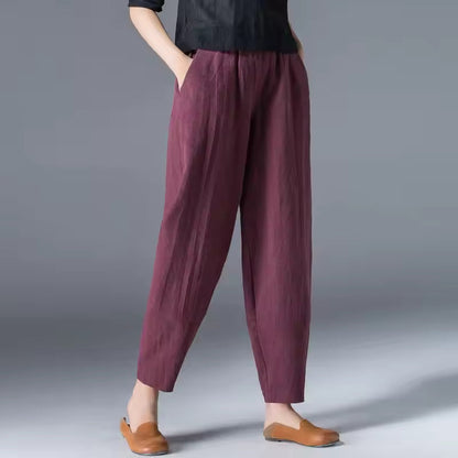 Women's Tapered Trousers | Pants with Pockets - Burgundy