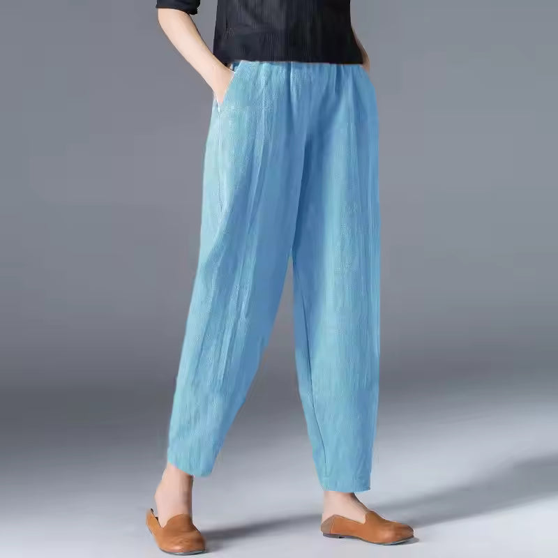 Women's Tapered Trousers | Pants with Pockets - Light Blue