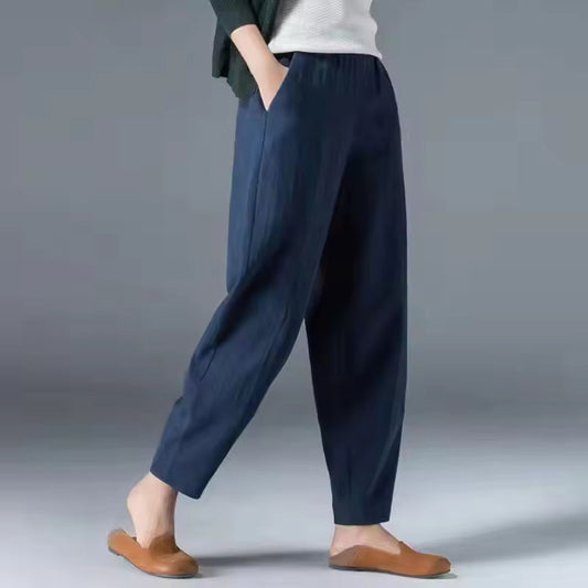 Women's Tapered Trousers | Pants with Pockets - Navy