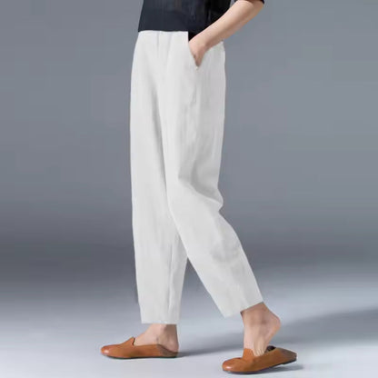 Women's Tapered Trousers | Pants with Pockets - White