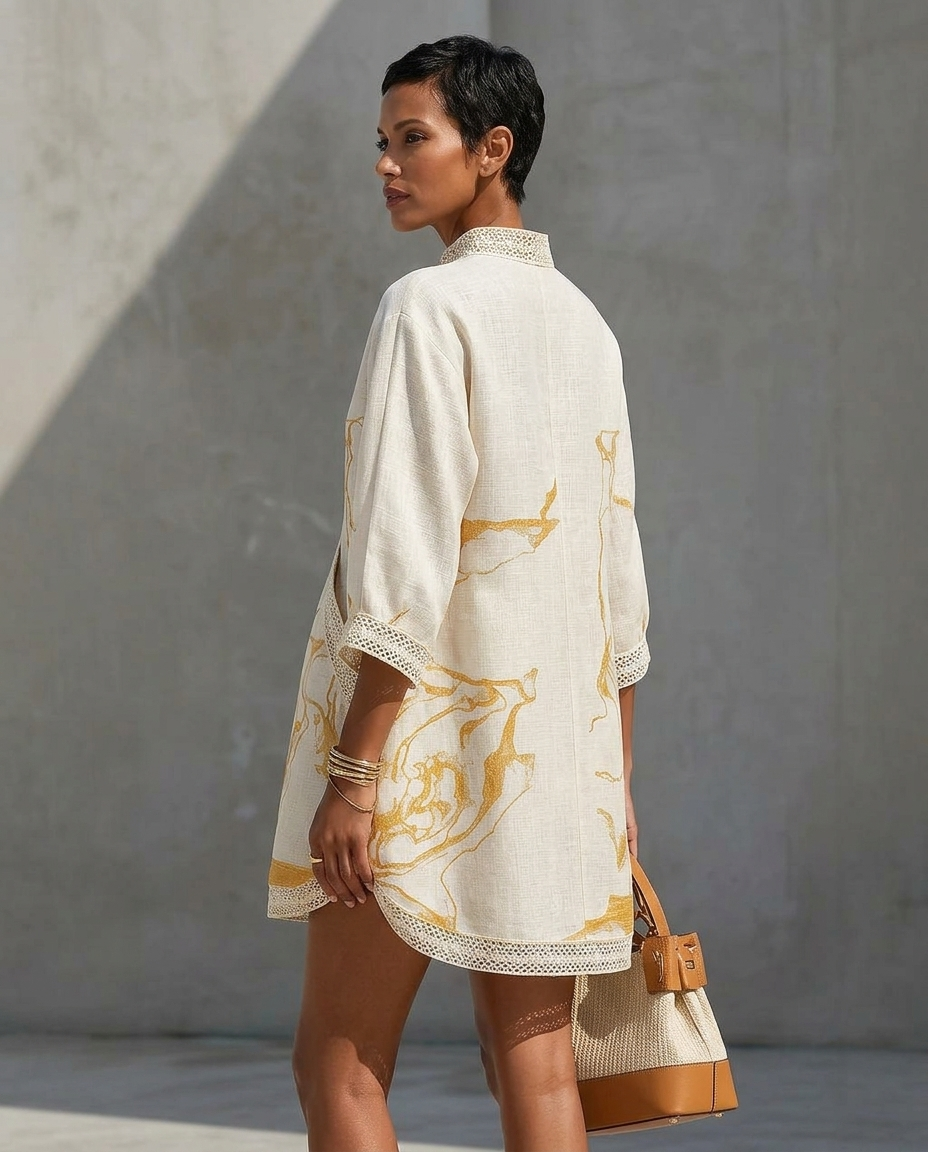 Women's V-Neck Mini Dress | Flowing Print Dress
